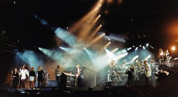 Pink Floydno palco em Knebworth, em 30 de junho de 1990 (Foto: Pete Still/Redferns/Getty Images/Rolling Stone EUA)