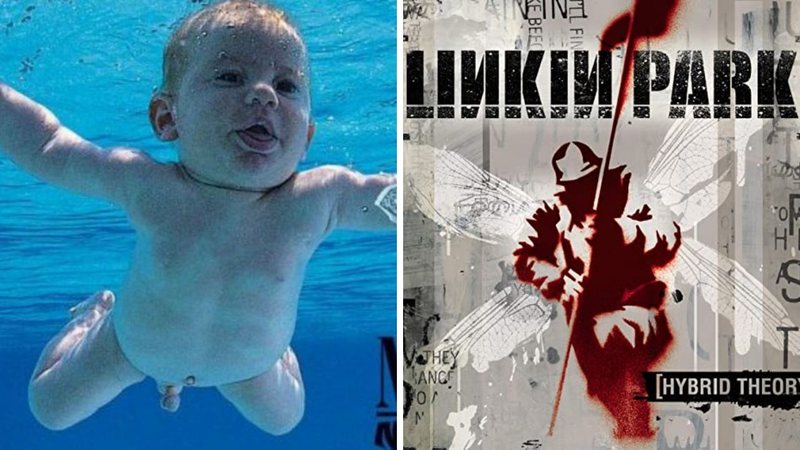 Capa de Nevermind (Foto: Divulgação) e capa de Hybrid Theory (Foto: Divulgação)