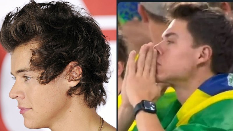 Harry Styles em 2013 (Foto: Getty Images), Torcedor do Brasil (Foto: Reprodução / FIFA+)