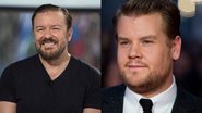 Ricky Gervais (Foto: Reprodução /Twitter) e James Corden (Foto: Ian Gavan/Getty Images)