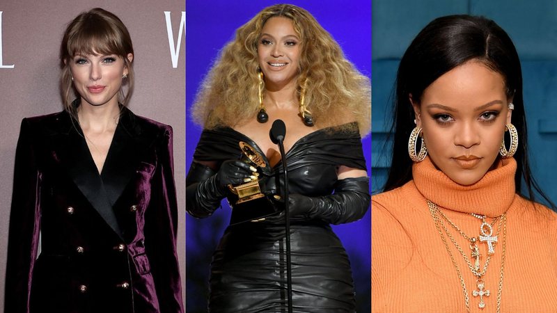 Taylor Swift (Foto: Getty Images), Beyoncé (Foto: Kevin Winter/Getty Images) e Rihanna (Foto: Dimitrios Kamboris / Getty Images)