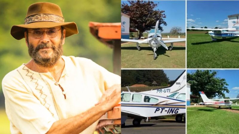 Almir Sater e sua aeronave (Foto: Reprodução / g1)