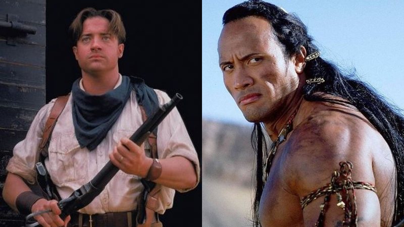 Brendan Fraser e Dwayne "The Rock" Johnson em O Retorno da Múmia (Fotos: Divulgação)