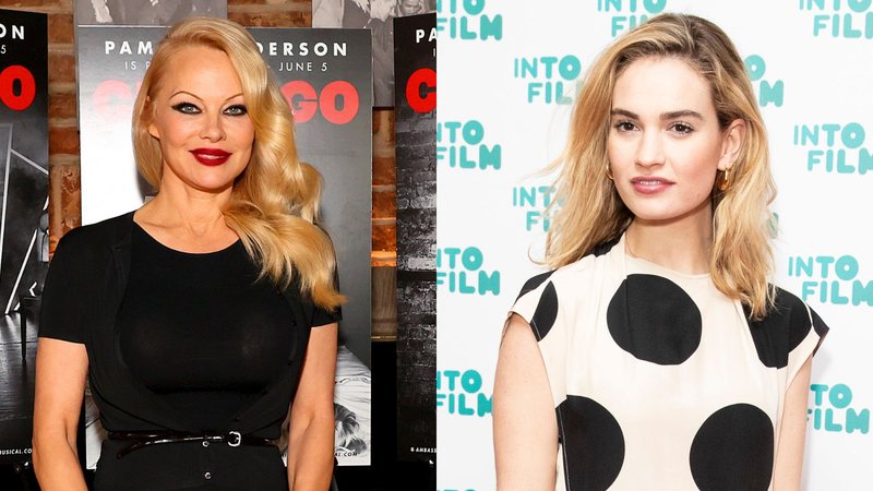 Pamela Anderson (Foto: Dia Dipasupil/Getty Images) e Lily James (Foto: John Phillips / Getty Images)