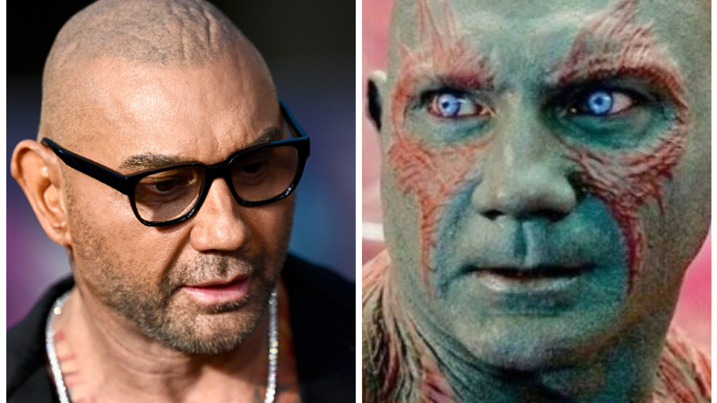 Dave Bautista e o personagem Drax (Getty Images/Reprodução)