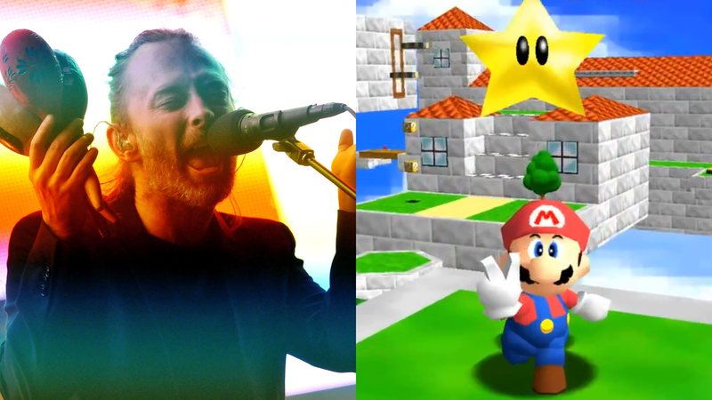 Thomas Yorke, do Radiohead (Foto: Getty Images) e cena de Super Mario 64 (Foto: Divulgação/ Nintendo)