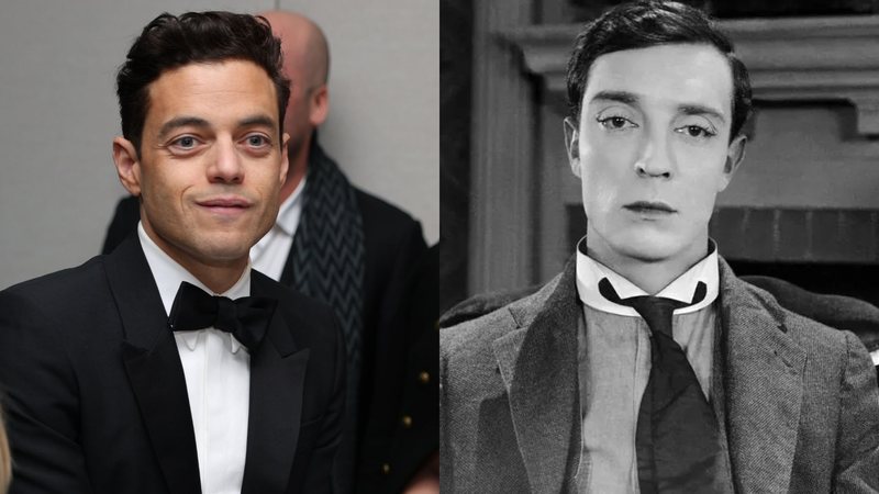 Rami Malek (Foto: Ian Vogler-Pool/Getty Images) e Buster Keaton (Foto: Divulgação)