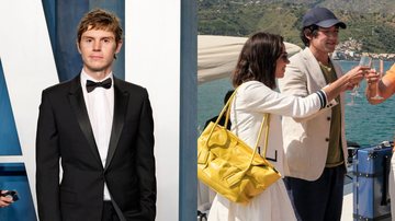 Evan Peters (Foto: Frazer Harrison/Getty Images) e personagens da 2ª temporada de White Lotus (Foto: Divulgação/HBO)