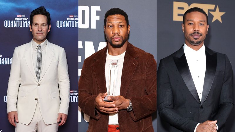 Paul Rudd (Foto: Brendon Thorne/Getty Images), Jonathan Majors (Foto: Matt Winkelmeyer/Getty Images for Critics Choice Association) e Michael B. Jordan (Foto: Leon Bennett/Getty Images for BET)