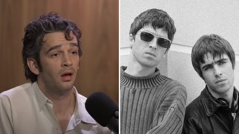 Matty Healy, vocalista do The 1975 (Foto: Reprodução / CBC) e Oasis (Foto: David Bailey)