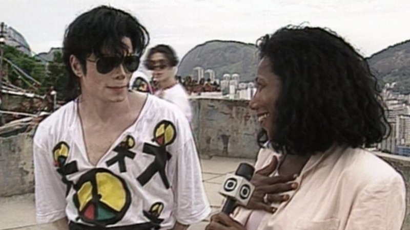 Michael Jackson e Glória Maria (Foto: Reprodução / Globo)