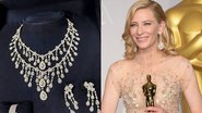 Joias de Michelle Bolsonaro (Foto: reprodução/Paulo Pimenta no Twitter/Uol) Cate Blanchett no Oscar em 2014 (Kevin Winter/Getty Images)