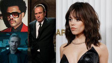 The Weeknd (Foto: Divulgação), Tommy Lee Jones (Foto: Divulgação), Martin Freeman (Foto: Divulgação) e Jenna Ortega (Foto: Getty Images)