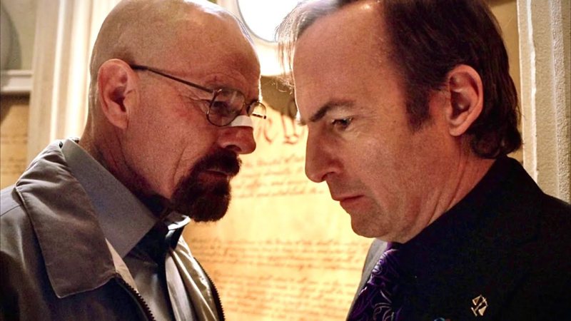 Bryan Cranston como Walter White e Bob Odenkirk como Saul Goodman em Breaking Bad (Foto: Reprodução/AMC)