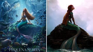 Pôster oficial do live-action de 'A Pequena Sereia' (Foto: Divulgação / Walt Disney Pictures) e Ariel de Halle Bailey em animação (Foto: Reprodução / Instagram @tomb.free)