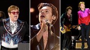 Elton John (Foto: Scott Dudelson / Getty Images) , Harry Styles e Rolling Stones (Foto: Kevin Winter / Getty Images)