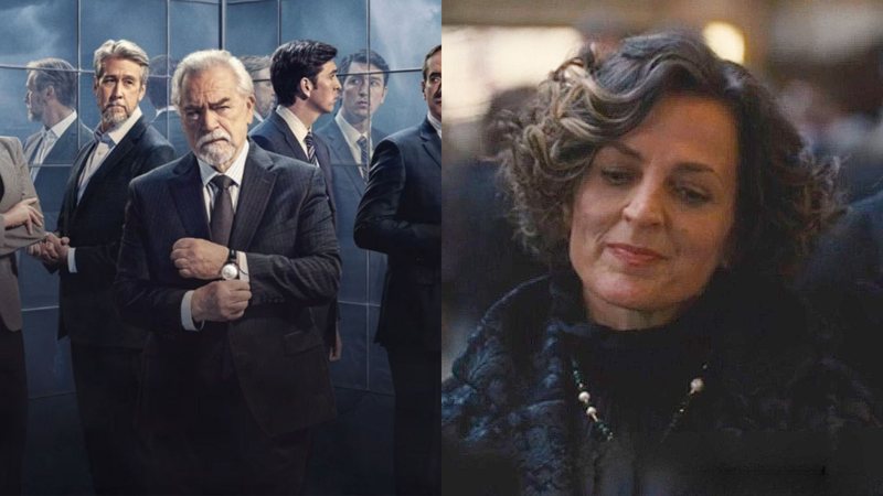 Pôster da 4ª temporada de Succession (Foto: Divulgação/HBO) e Nicole Ansari-Cox como Sally Anne (Foto: Reprodução/HBO)