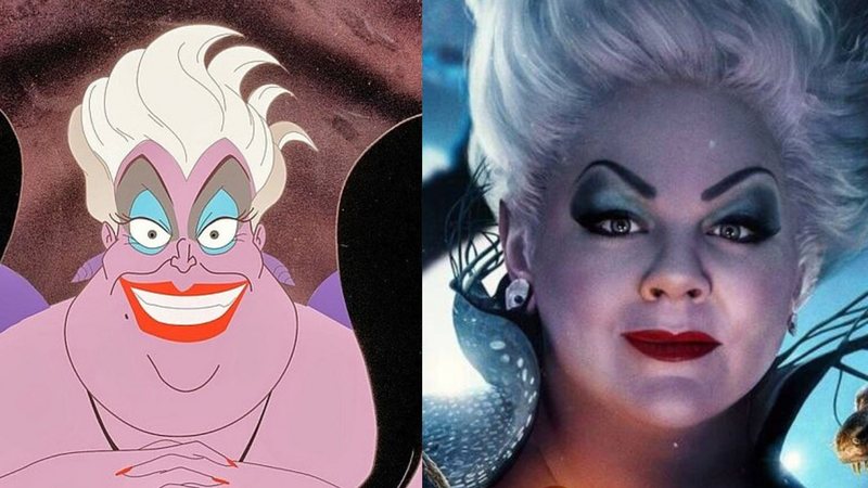 Ursula em A Pequena Sereia de 1989 (Foto:reprodução/Disney) / Melissa McCarth como Ursula no live-action de A Pequena Sereia (Foto:divulgação/Disney)