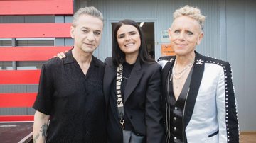 Dave Gahan e Martin Gore, do Depeche Mode, com a DJ brasileira ANNA (Foto: Reprodução)