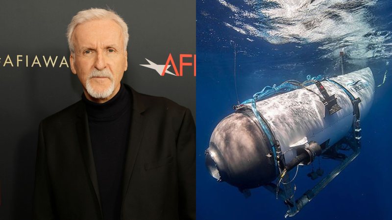 James Cameron (Foto: Kevin Winter/Getty Images) e Titan, submersível da OceanGate (Foto: Divulgação)