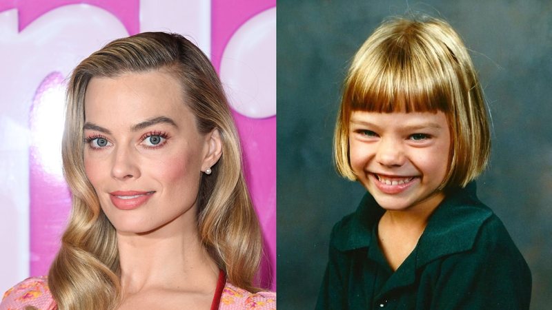 Margot Robbie hoje e na infância (Getty Images)