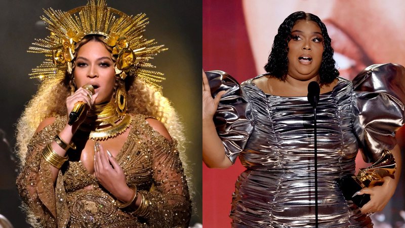 Beyoncé (Foto: Larry Busacca/Getty Images for NARAS) e Lizzo (Foto: Kevin Winter/Getty Images for The Recording Academy)