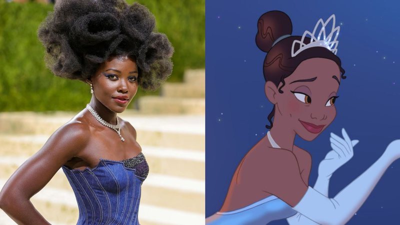 Lupita Nyong'o (Foto: Getty Images) e Princesa Tiana (Foto: Reprodução / Walt Disney Pictures)