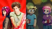 Mary Elizabeth Winstead e Michael Cera no filme de Scott Pilgrim (Foto: Divulgação) e adaptação em anime (Foto: Reprodução/Netflix)