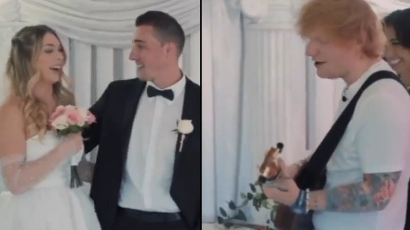 Ed Sheeron apareceu de surpresa em casamento em Las Vegas (Foto: reprodução)