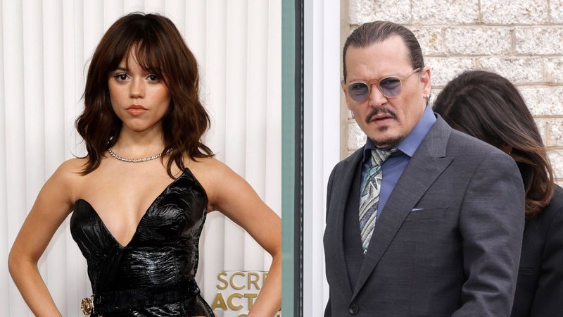 Jenna Ortega (Foto: Frazer Harrisson/Getty Images) e Johnny Depp (Foto: Kevin Dietsch/Getty Images)