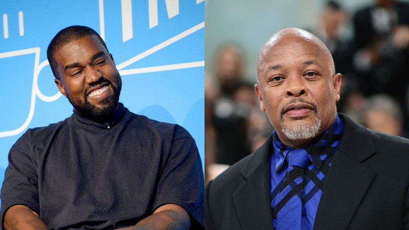 Kanye West (Foto: Brad Barket/Getty Images) e Dr. Dre (Foto: Dimitrios Kambouris/Getty Images)