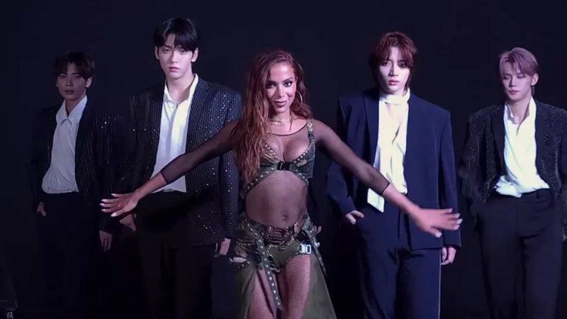 TXT e Anitta em "Back for More' (Foto: Reprodução)