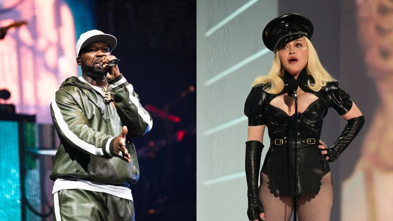 50Cent (Foto: Reprodução) | Madonna (Foto: Theo Wargo/Getty Images)