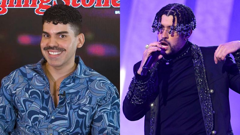 Mateus Carrilho (Foto: Reprodução/Rolling Stone Brasil) e Bad Bunny (Foto: Kevin Winter/Getty Images)