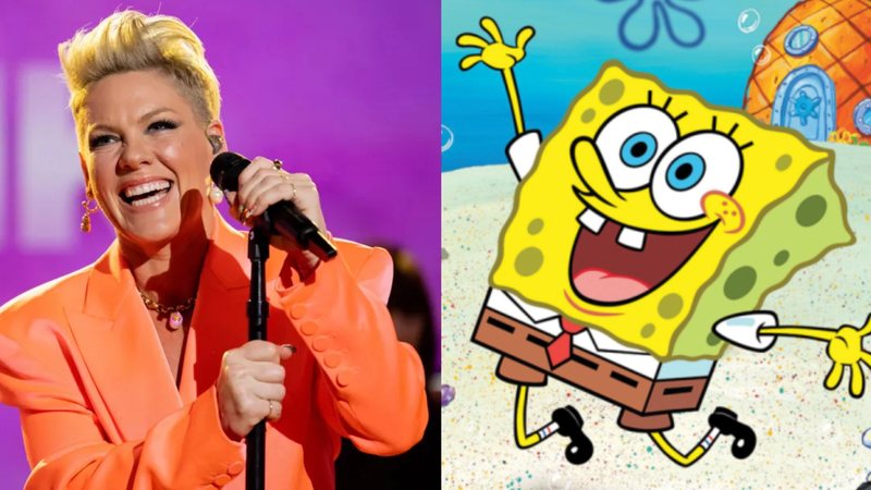 P!nk (Foto: Nathan Cangleton / Getty Images) e Bob Esponja (Foto: Divulgação / Nickelodeon)