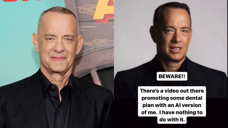 Tom Hanks (Foto: Dia Dipasupil/Getty Images) | Tom Hanks de IA (Foto: Reprodução/Instagram)