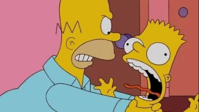 Cena do estrangulamento de Homer e Bart em 'Os Simspons' (Foto: reprodução)