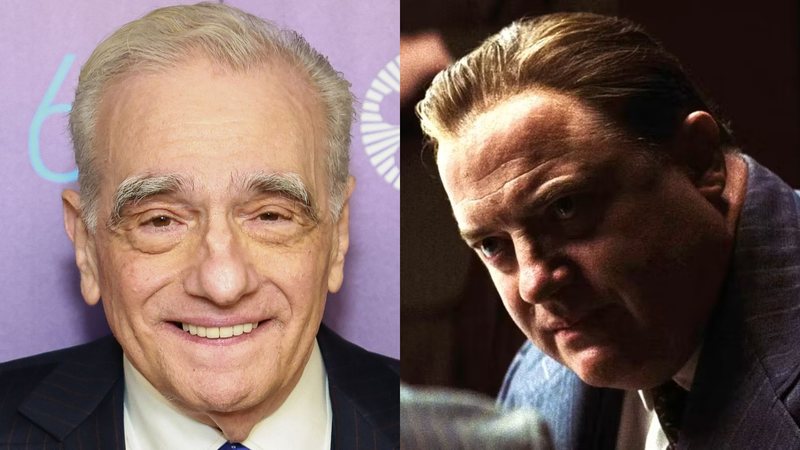 Martin Scorsese (Foto: Arturo Holmes/Getty Images for FLC) e Brendan Fraser em Assassinos da Lua das Flores (Foto: Divulgação)