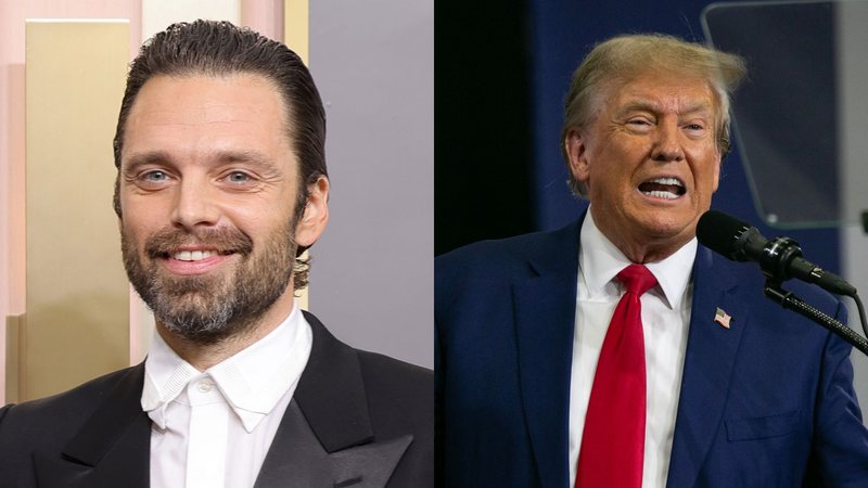 Sebastian Stan (Foto: Amy Sussman/Getty Images) e Donald Trump (Foto: Jim Vondruska/Getty Images)