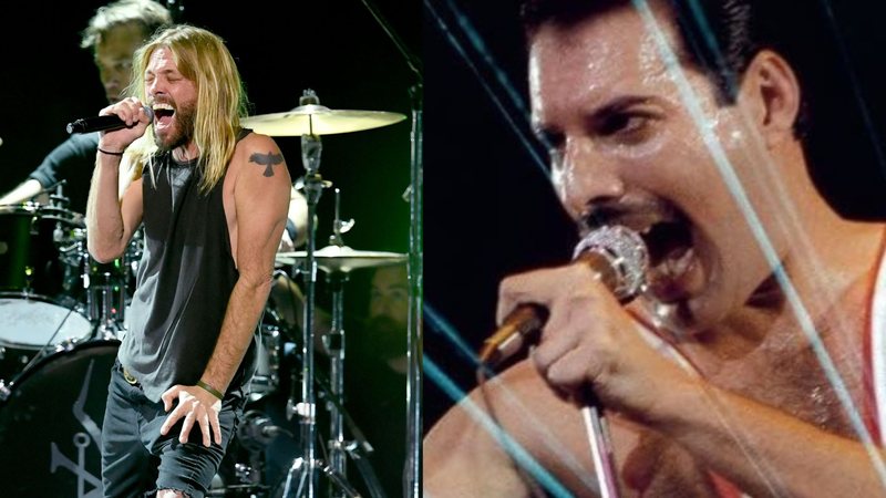 Taylor Hawkin era fã declarado da banda Queen (Foto: Getty Images) / Freddie Mercury (Foto: reprodução/Amazon)