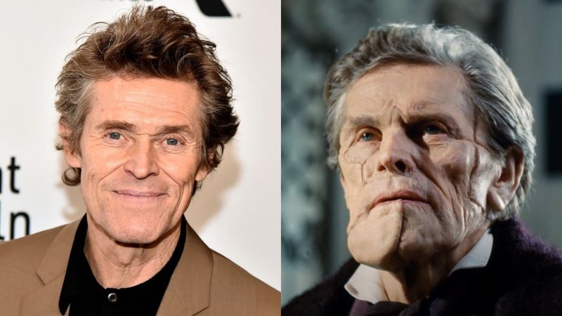 Willem Dafoe em 2019 (Foto: Theo Wargo / Getty Images for Film at Lincoln Center) e ator em Pobres Criaturas (Foto: Divulgação)