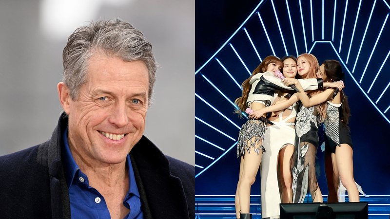 Hugh Grant (Foto: Jeff Spicer/Getty Images) e Blackpink (Foto: Emma McIntyre/Getty Images)