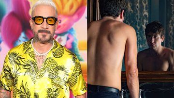 Completamente nu, AJ McLean, do Backstreet Boys, reproduz cena de Saltburn (Fotos: Leon Bennett/Getty Images - Reprodução/Amazon Prime Video)