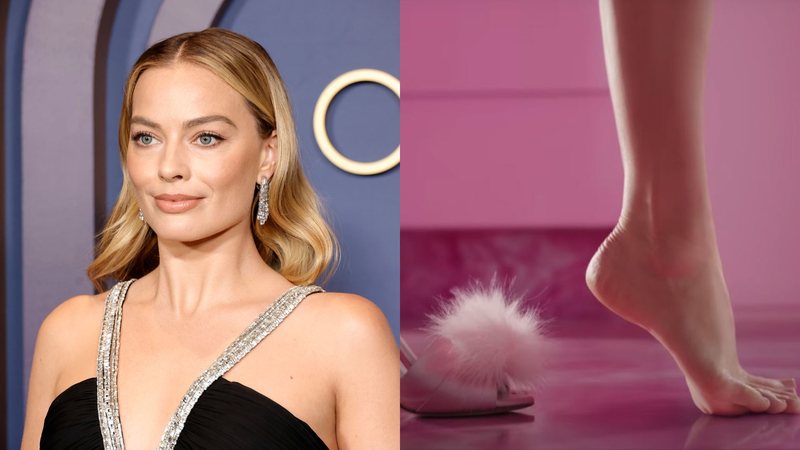 Margot Robbie (Foto: Frazer Harrison/Getty Images) | Cena de 'Barbie' (Foto: Reprodução)