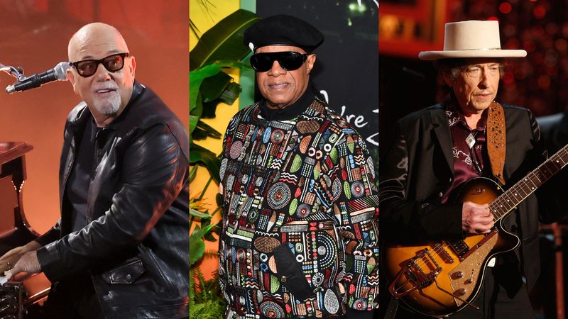 Billy Joel (Foto: Amy Sussman/Getty Images), Stevie Wonder (Foto: Alberto E. Rodriguez/Getty Images for Paramount Pictures) e Bob Dylan (Foto: Kevin Winter/Getty Images for AFI)