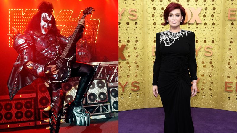 Gene Simmons, do Kiss (Foto: Jim Dyson/Getty Images), e Sharon Osbourne (Foto: Frazer Harrison/Getty Images)