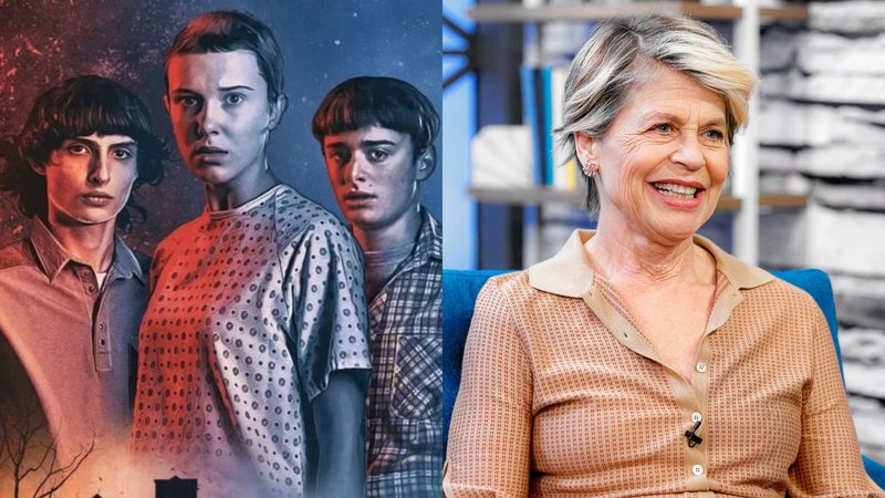 Pôster da 4ª temporada de Stranger Things (Foto: Divulgação/Netflix) e Linda Hamilton (Foto: Rich Polk/Getty Images for IMDb)