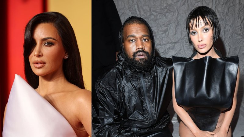 Kim Kardashian (Foto: Amy Sussman/Getty Images) | Kanye West e Bianca Censori (Foto: Alessandro Levati/Getty Images)