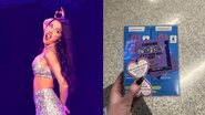 Olivia Rodrigo e kit com contraceptivo distribuído em show (Getty Images/Reprodução Twitter)