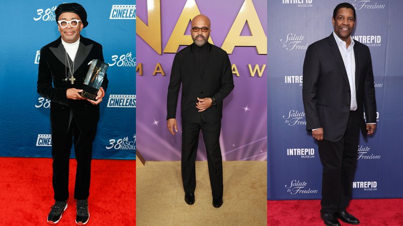 Spike Lee, Jeffrey Wright e Denzel Washington (Fotos: Getty Images)